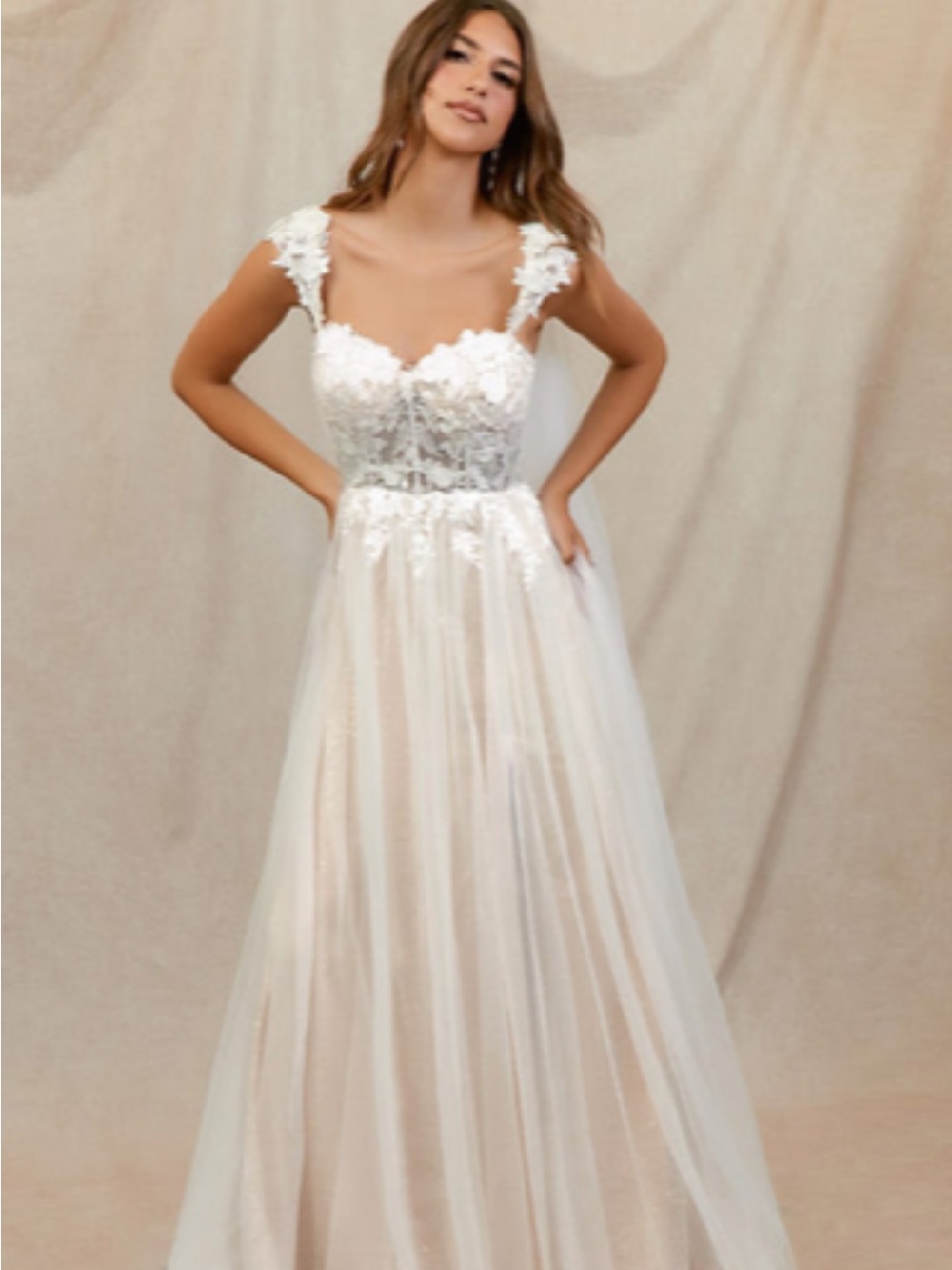 Azazie Katia White Lace A-Line Dress